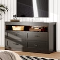 thumbnail image 7 of FANRAL 4 Drawers Dresser & Open Shelf for Bedroom,Modern Wooden Chest of Drawers with LED Light,Storage Organizer Dresser for Closet,Black Dresser, 7 of 7