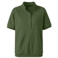 thumbnail image 5 of Huowey Womens Sweatshirt Solid Color Slim Fit Workwear Top Short Sleeve Lapel Collar Summer Commute Loose Fit Soft Comfort Lightweight Fall Clothes,Army Green,XXL, 5 of 5