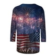 thumbnail image 5 of JTZGDY Womens Independence Day Tops Plus Size Dressy 3/4 Length Seleve American Flag Printed Crewneck Tunic Blouse Trendy Oversized Holiday Patriotic Shirts Multicolor#09 XXL, 5 of 6