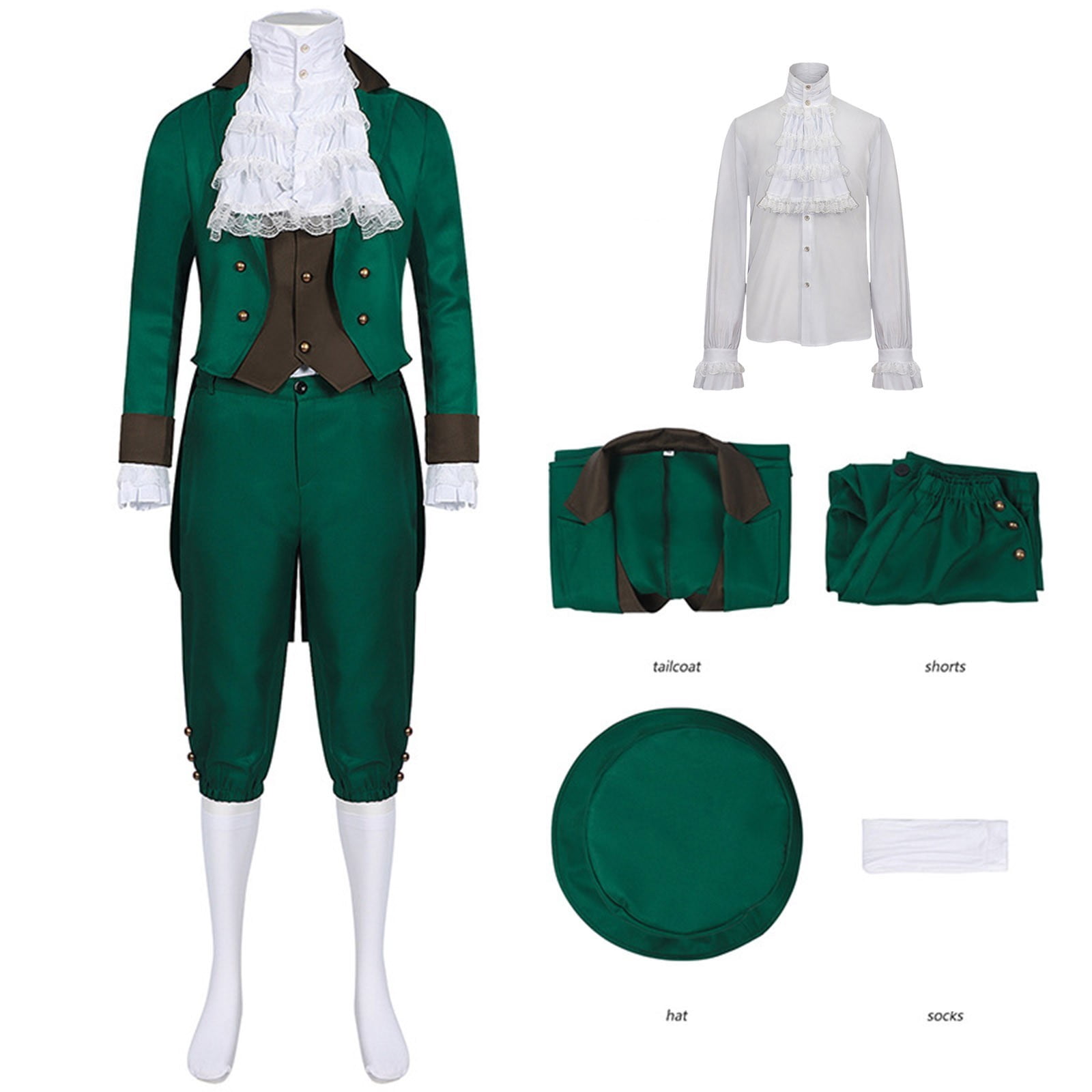 CONZONE St. Patrick Day Mens Elf Dress Up Green Clover Tailcoat And Hat Outfit Funny Party Stage Performance Clothes Set