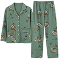 thumbnail image 1 of Conjunto de pijama de manga larga de algodón 100% para mujer de otoño cárdigan fino para personas mayores de mediana edad adecuado para el hogar, 1 of 5