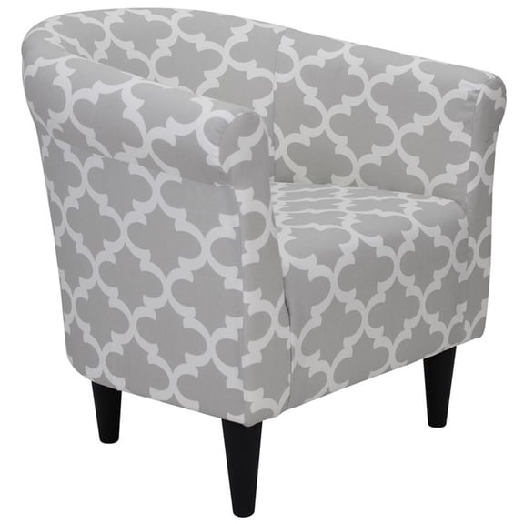 Pemberly Row Traditional Fabric & EPS Club Chair in Gray/White