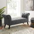 thumbnail image 2 of Contemporary Modern Urban Designer Living Room Lounge Club Lobby Accent Chair Bench, Fabric, Grey Gray, 2 of 6
