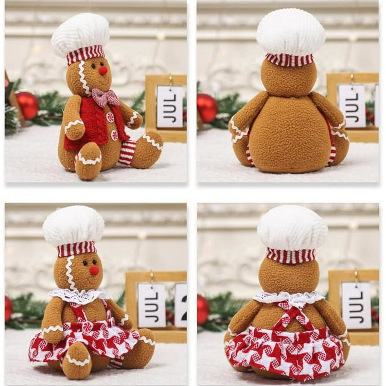 2PCS Gingerbread Man Plush Toys, Christmas Tree Topper Decorations