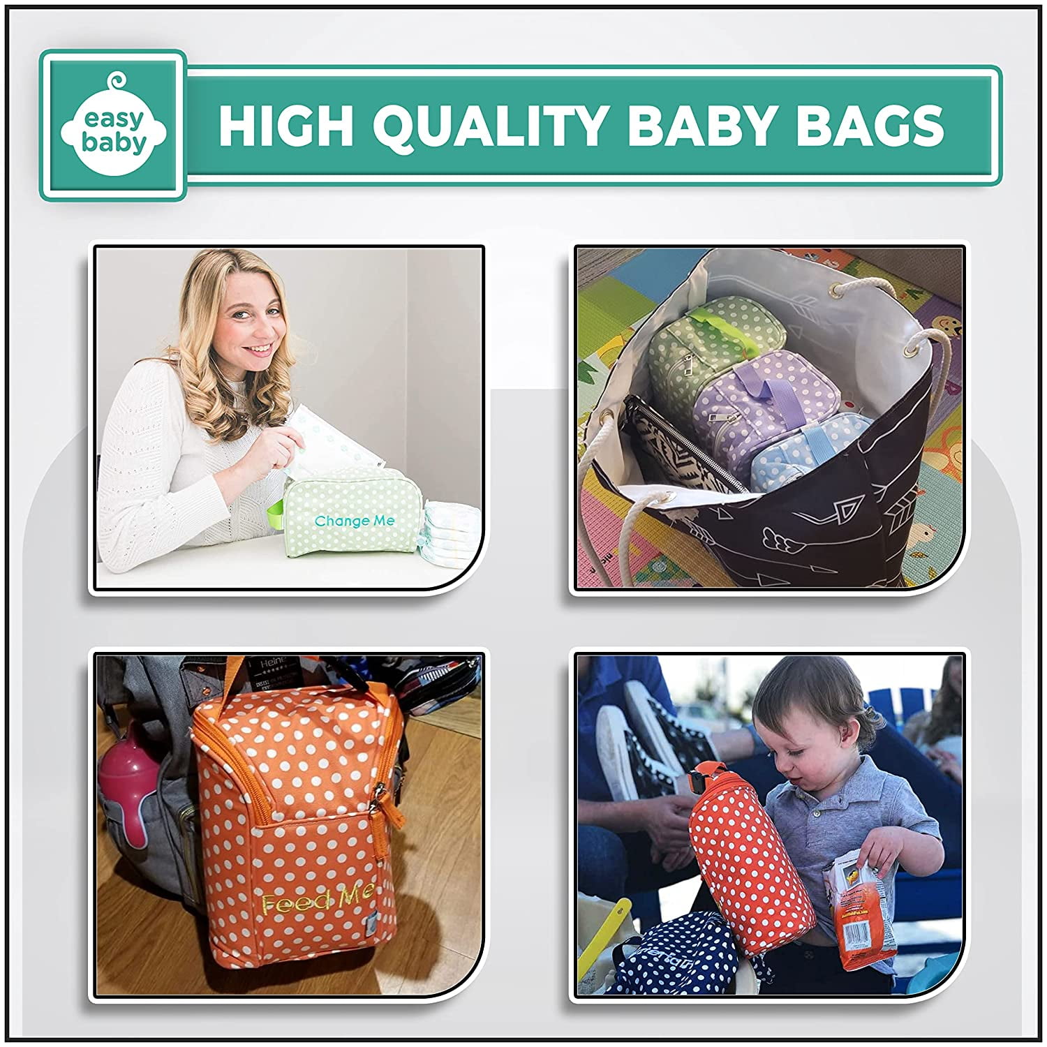 Easy Baby Travelers Diaper Bag Packing Organizers, Cubes & Folders for Baby Items, 8 Pack, Laguna Multicolor