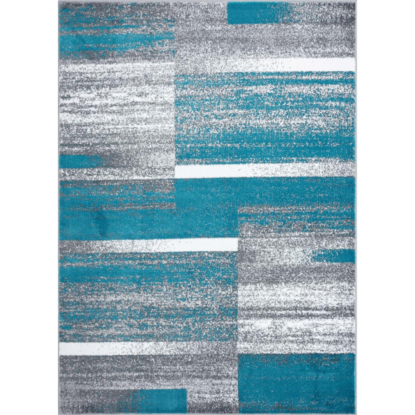 Luxe Weavers Art Deco Abstract Geometric Turquoise 2x3 Area Rug for Living Rooms