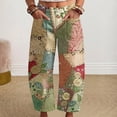 thumbnail image 2 of kaondbfi Women's Print Cropped Pants High Waist Button Fly Casual Loose () Fabric Baggy Trousers with Pockets for Summer, 2 of 6