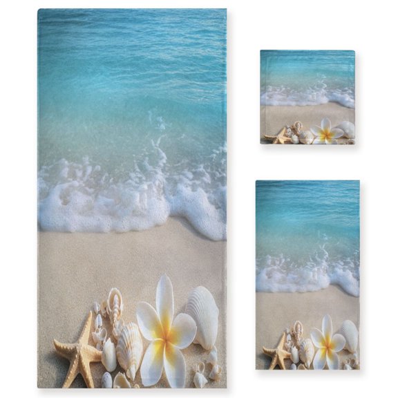 Three-Piece Towel Set Face Towel Towel Set Hand Towel Bath Towel Cotton Bath Towels Bath Towel Sets Hand Bath Towels Sea Shell