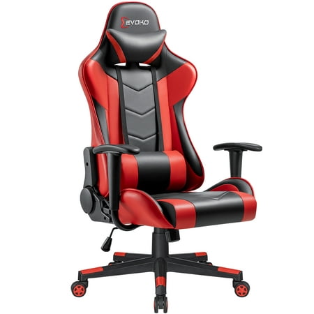 Devoko Lumbar Support & High Back Swivel Gaming Chair, Red