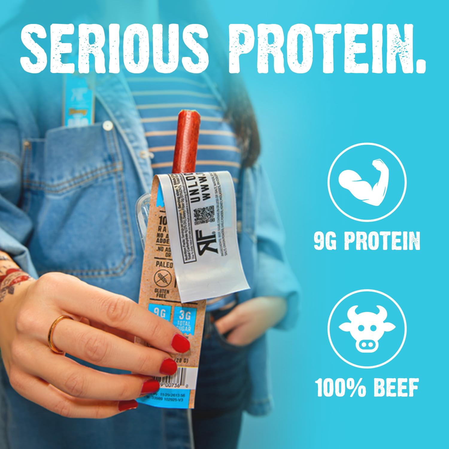 Righteous Felon Grass-Fed Meat Sticks - Low Sugar, High Protein Beef - Honey Heist BBQ, 10 pack