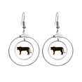 thumbnail image 1 of Black Tiger Animal Portrayal Earrings Dangle Hoop Jewelry Drop Circle, 1 of 3