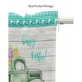 thumbnail image 5 of Easter Green Truck Linen Curtain Valance for Bedroom/Bathroom/Kitchen/Office/Living/Dining Room Windows,Farmhouse Eggs Tulip Wood Grain Rod Pocket Topper Drapes Decorative Cafe Drapery Panel 42x12, 5 of 6