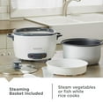 thumbnail image 5 of Black+Decker 6-Cup Cooked, 3-Cup Uncooked Rice Cooker, w/ Steaming Basket & Removable Non-Stick Bowl, One-Touch, White, 5 of 15