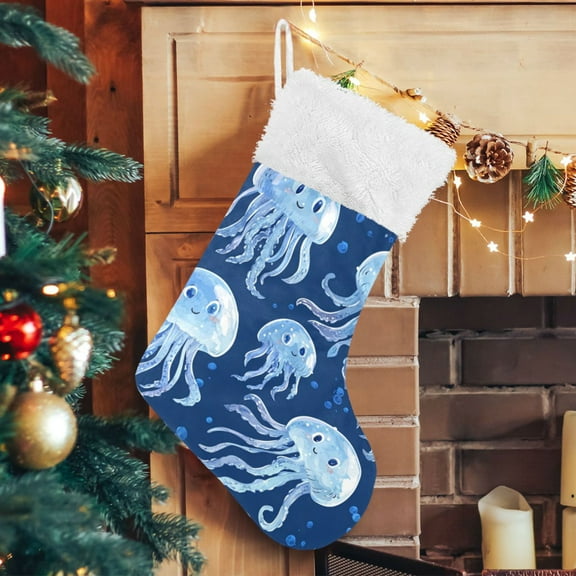 RMDQTR Christmas Stockings for Xmas Gifts - Large Size Festive Holiday Decor for Family Jellyfish