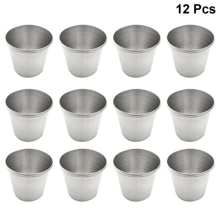 OUNONA 12pcs Stainless Steel Shot Glasses Portable Drinking Tumblers for Spirits Wine and Sauce (45ml)