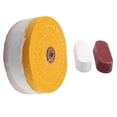thumbnail image 2 of 10 Pcs Roues de Polissage de 6 Pouces pour Moulin de Banc avec Kit de Composés de Polissage, Blanc et Jaune, 2 of 10