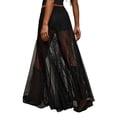 thumbnail image 3 of Tennis Skirts for Women Summer Elegant Lace Sheer Skirt for Holidays Everyday Wear with Flared A-Line in Mesh Long Skirt Black XXL, 3 of 8
