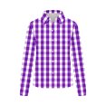 thumbnail image 5 of Women Loose Button up Shirts Striped Print Rolled Long Sleeve Lapel Collar Lightweight Casual Blouses Tunic Tops(Purple,XL), 5 of 6