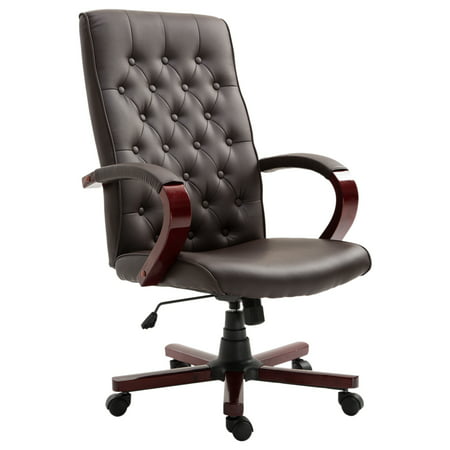 Vinsetto Faux Leather Executive Home Office Chair Wooden High (Best High Back Office Chair Under 200)