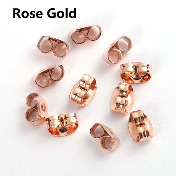 Gold Silver Color Small Butterfly Ear Stud Jewelry Findings Accessories Stainless Steel Jewelry Making Supplies Ear Stopper Earring Blocked Earrings Back ROSE GOLD
