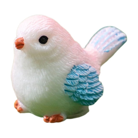 Miniature Bird Figurine, Hand Painted Resin Ornament for Garden Terrarium Decor, Pink Bird