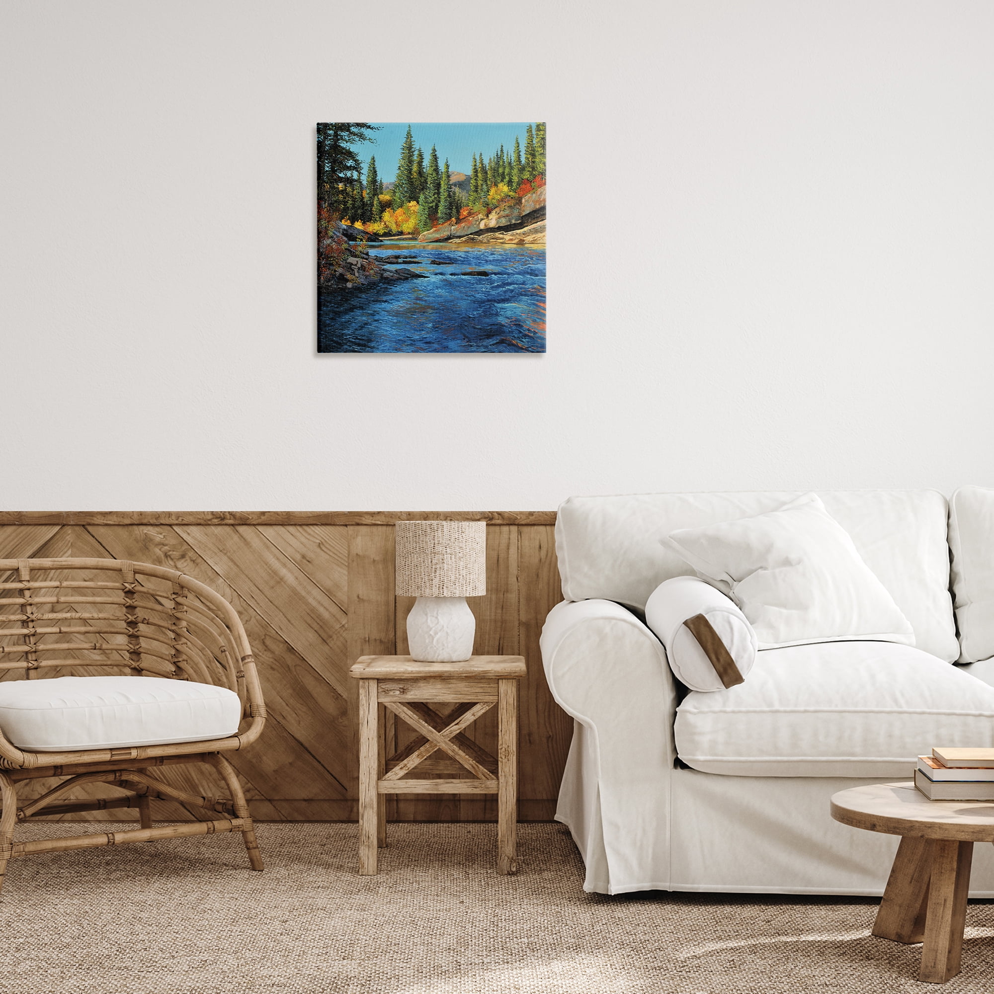 Stupell Industries Morning Rushing River Landscape & Nature Painting Wrapped Canvas Art Print Wall Art, 24 x 24