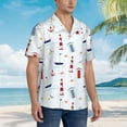 thumbnail image 5 of Balery Nautical Lighthouse Sailboat Print Men's Hawaiian Shirts Short Sleeve Beach Shirt Relaxed Fit Vacation Button Down Shirts-3X-Large, 5 of 9