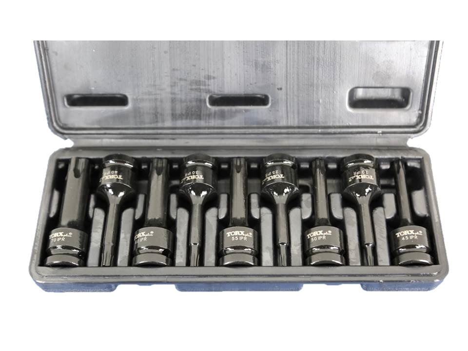 TEMO 9p 3"L Tamper Proof Torx Plus IPR 5 point Black Bit Socket Set 1/2" Drive 
