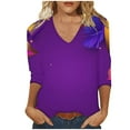 thumbnail image 2 of Cavosen Carnival Day Ladies 3/4 Sleeve Tops Festival Mardi Gras V Neck Tops Mask Graphic Print Shirts Holiday Stylish Blouse Casual Going out Tees Party Shrove Tuesday Themed T-Shirts 5XL, 2 of 4