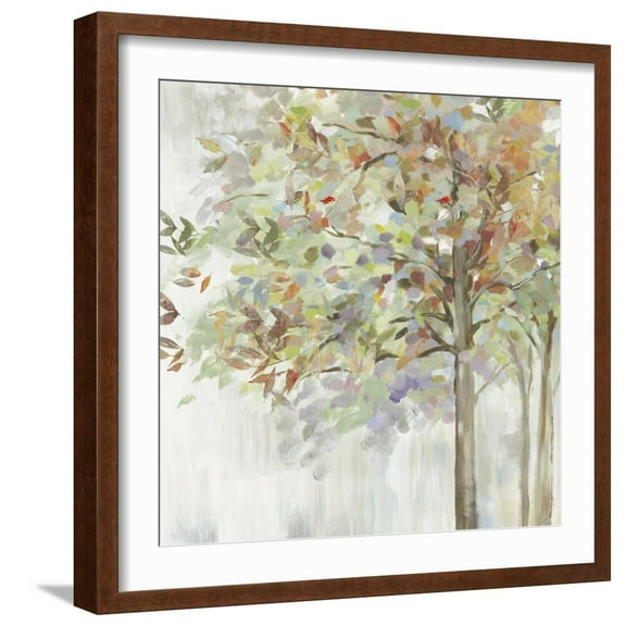 Art.com Autumnâ€™s Leaves Art Print by Allison Pearce, Brown Frame Wall Art, 21" x 21"