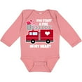 thumbnail image 3 of Inktastic Valentine Fire Truck White and Pink Hearts Boys or Girls Long Sleeve Baby Bodysuit, 3 of 5