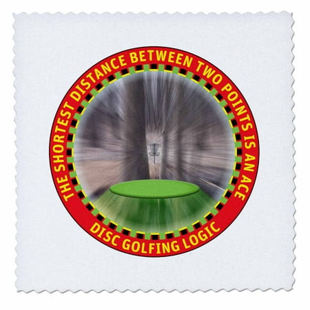 3dRose Disc Golf Logic 1 a frisbee disc golf driver flies straight to the basket of chains - Quilt Square, 10 by