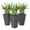thumbnail image 2 of Outsunny 28" Tall Planters, Set of 3 Plastic Flower Pots with Marble Finish and Drainage Holes, Stackable Tapered Outdoor Planters, Black, 2 of 9