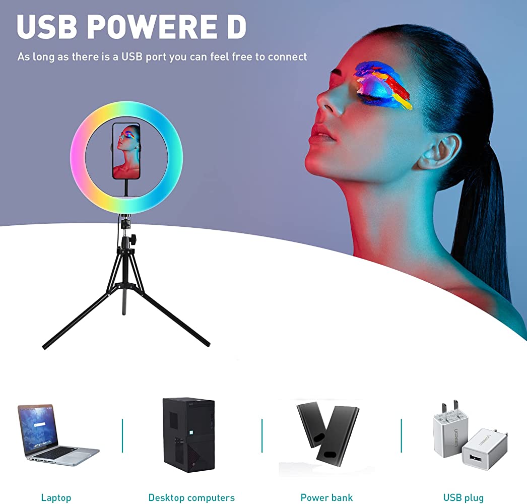 Cshidworld 13" LED RGB Ring Light with Tripod and Phone Holder photo 7