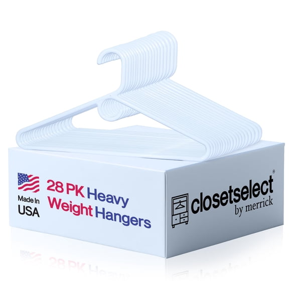 Perchas de plástico Closetselect Ultra Heavy Duty, color blanco, 28 unidades