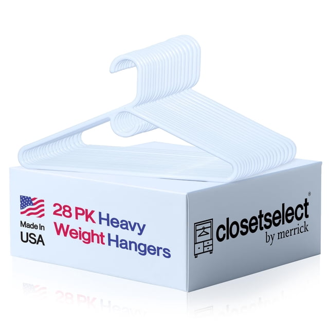 Perchas de plástico Closetselect Ultra Heavy Duty, color blanco, 28 unidades