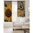 thumbnail image 2 of Sunflower Blackout Curtains for Bedroom Living Room Darkening Curtains 54 Inch Long Vintage Summer Floral Butterfly Rustic Short Curtain for Small Window Treatment Insulated Grommet Drapes 42"x54"x2, 2 of 9