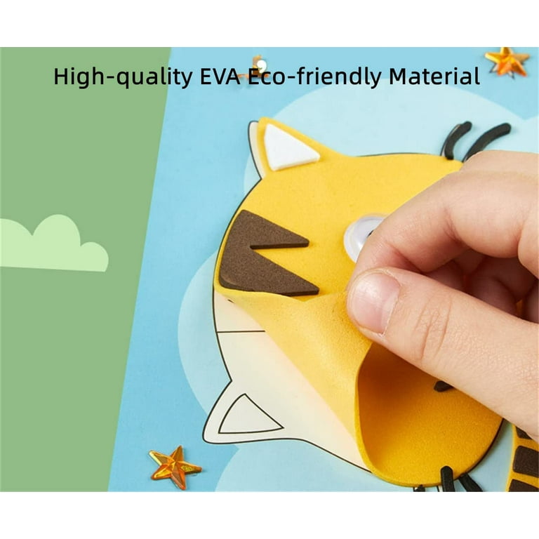 6 Pcs Kids Arts and Crafts, Toddler Arts and Crafts for Kids Ages 2-4  Years, 3D EVA Foam Mosaic Sticker Puzzle Game DIY Cartoon Animal Learning