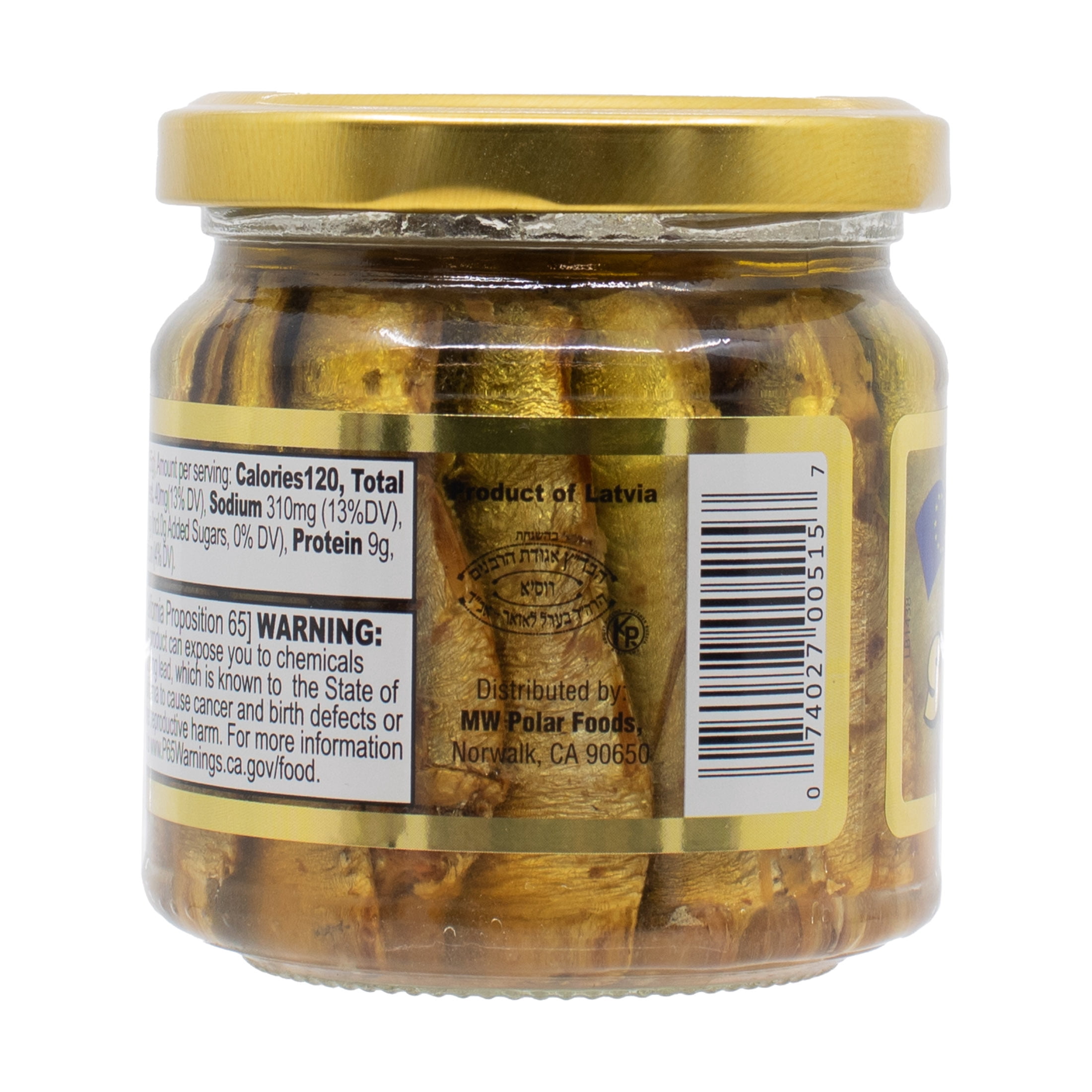 Smoked Brisling Sardines in Olive Oil in Jar, 6.5oz (Pack of 6)