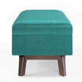 thumbnail image 4 of Owen 36" Wd. Pouf de Rangement Moderne Milieu du Siècle en Tissu de Velours Bleu Aqua, 4 of 11