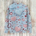 thumbnail image 4 of Dwralegc Valentine Clothes for Women Heart Print Fashion Sweaters Crew Neck Knitted Cute Valentine Lightweight Pullover Light Blue 2XL, 4 of 4