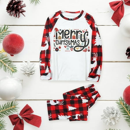 

Christmas Gifts Daddy Sleepwear for Christmas Family Matching Pajamas Cute Big Headed Deer Print Pjs Plaid Long Sleeve Tops And Pants Soft Casusal Holiday Sleepwear Polyester White 2Xl