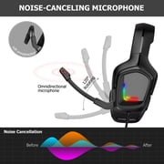 Online Gaming Headset for PS4, PC, Xbox One Controller, Noise Cancelling Over Ear Headphones with Mic, LED Light, Bass Surround, Soft Memory Earmuffs for Laptop Mac Nintendo Switch Games