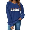 thumbnail image 3 of Feancey Crewneck Sweatshirt for Women Cute Ghost Print Long Sleeve Tops Holiday Casual Fleece Lined Sweatshirts Comfy Loose Crewneck Pullovers Blue XXL, 3 of 5