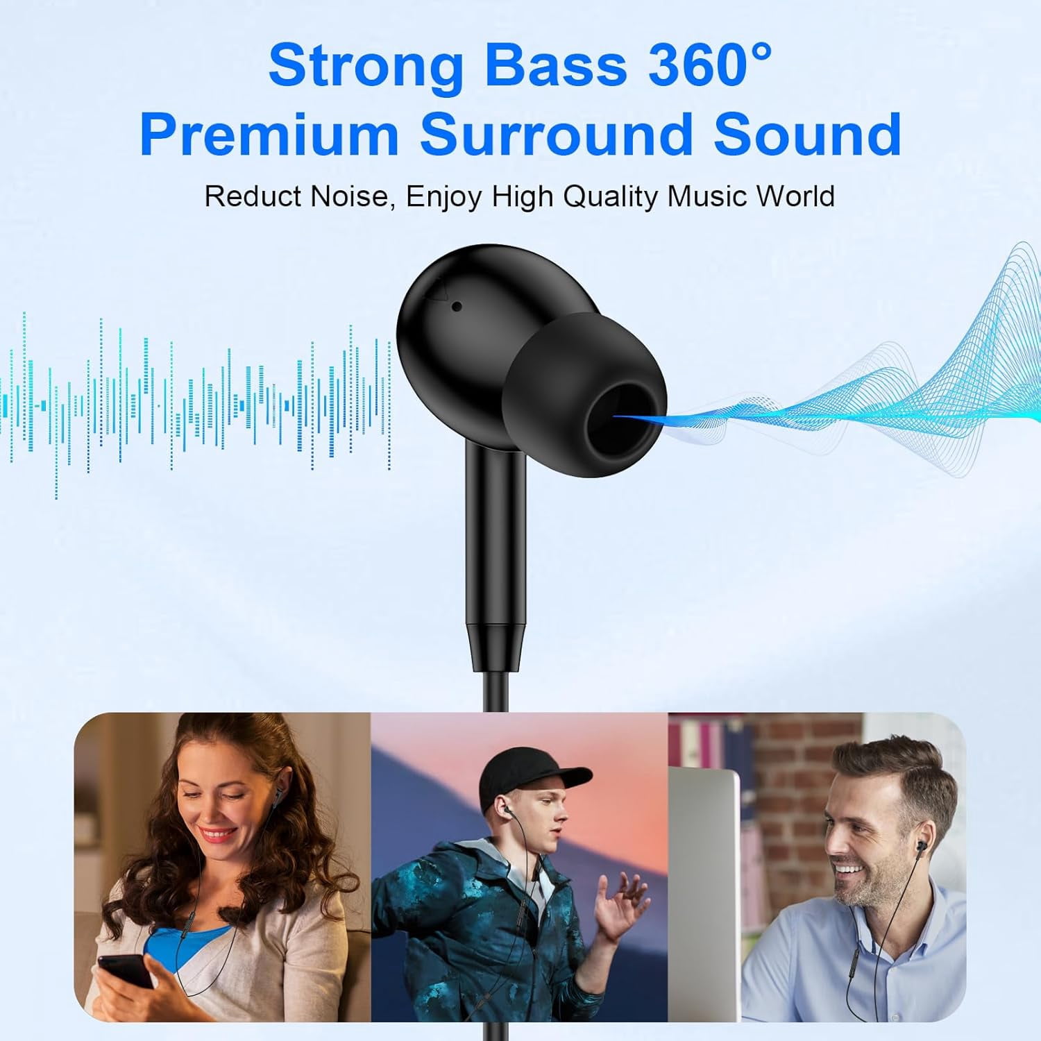 CHILTINA Wired Headphones for Phone Earbuds with Built-in Mic & Volume Control HiFi Stereo Nosie Reduction Earphones Compatible with Phone 14/13/12/11/XR/XS/X/8/7/SE Support All iOS System