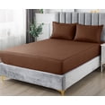 thumbnail image 3 of 4 Piece Microfiber Bed Sheets Set, King Queen Full Twin Deep pocket fitted Sheet, Flat Sheet, 2 Pillowcases (Queen,Brown), 3 of 8