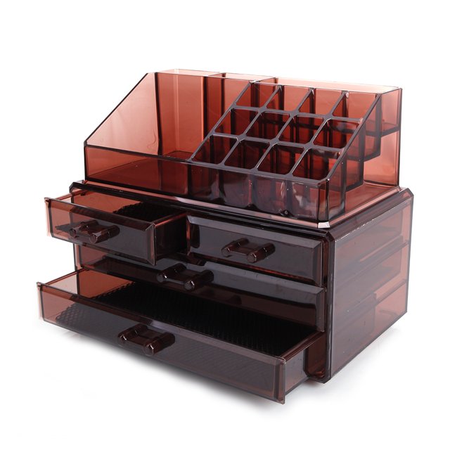Ktaxon Acrylic Makeup Cosmetic Organizer Storage Drawers Display Boxes Case, Two Pieces Set