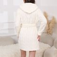 thumbnail image 4 of Women's Solid Color Long Sleeve Plush Bathrobe - Winter Warm Homewear, White, S, 4 of 5