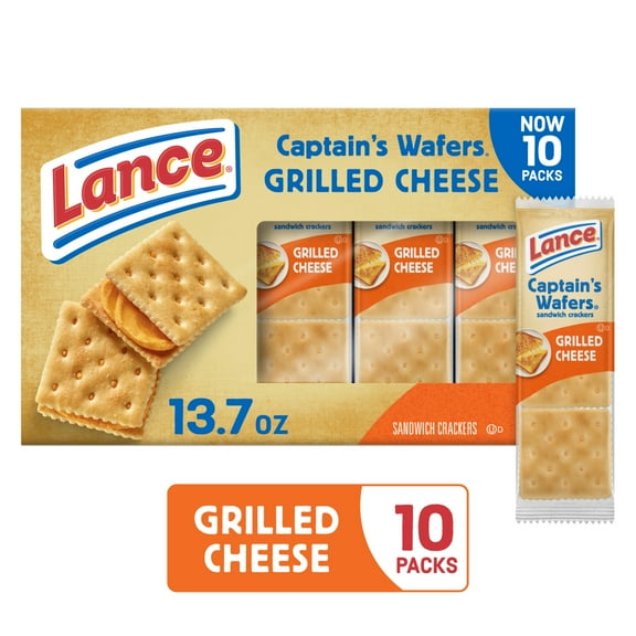 Lance Sandwich Crackers, Captain's Wafer Grilled Cheese, 10 Individual Packs, 6 Sandwiches Each