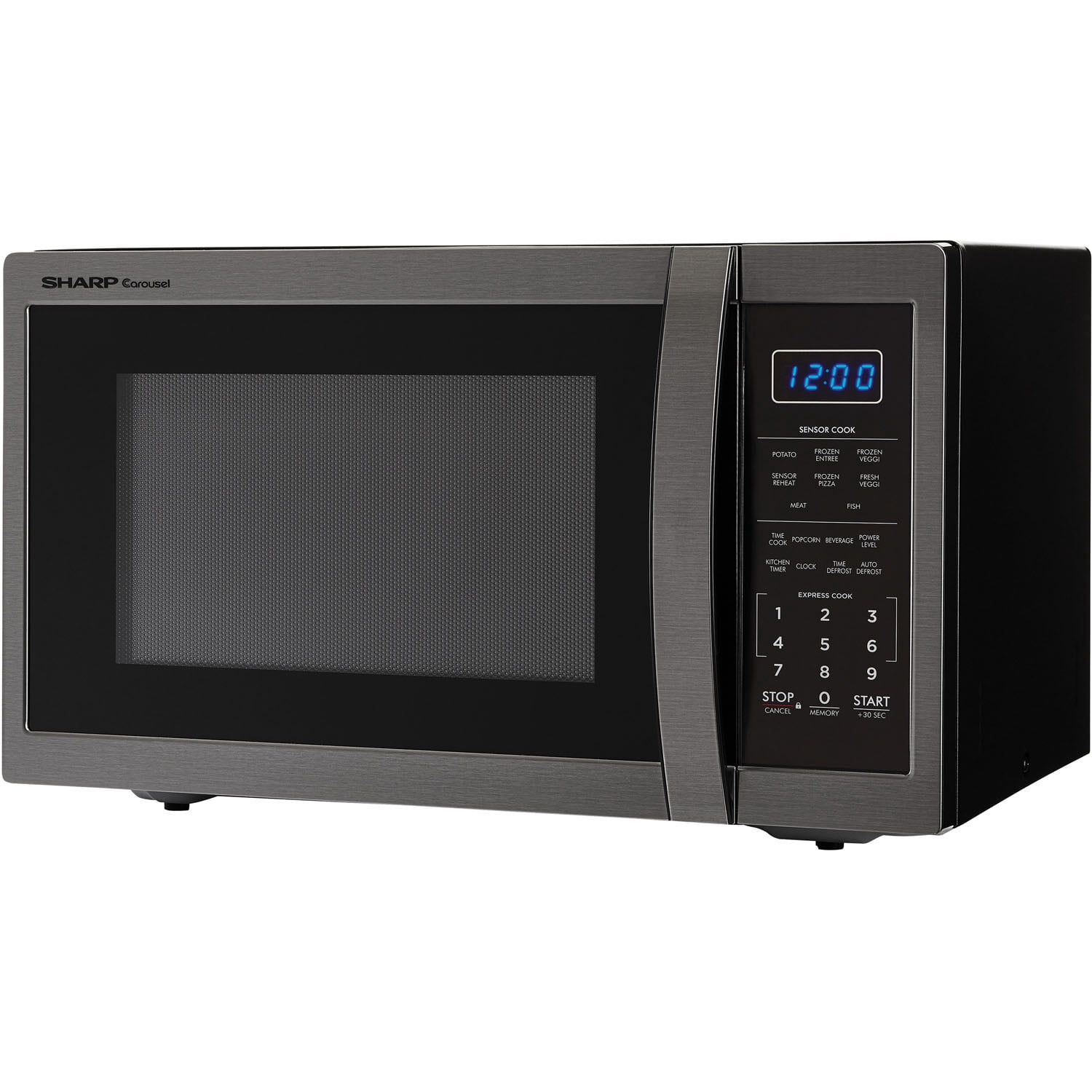 Sharp Carousel 1.4 Cu. Ft. 1100W Countertop Microwave Oven in Black Stainless Steel